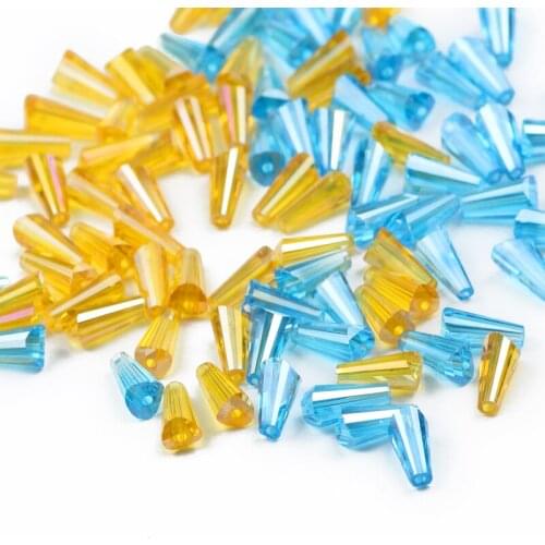 UPGFNK Tower shape Austrian crystal beads 6*12mm 50pcs conical charm glass Spacer loose beads For Jewelry Making bracelet DIY