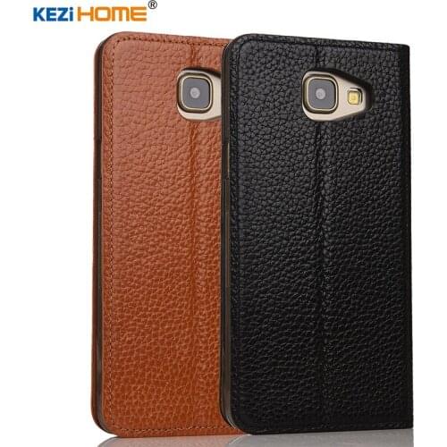 Case for Samsung Galaxy A7 2016 KEZiHOME Litchi Genuine Leather Flip Stand Leather Cover capa For Samsung A7 2016 Phone cases