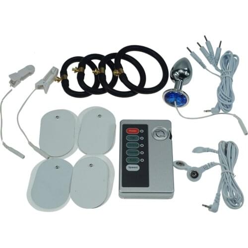 Electric shock anal plug breast massager electro sex steel butt plug nipple sex toy clitoris clamp breast beauty