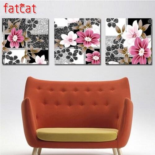 FATCAT 3 piece sets Color flower 5d diy diamond painting full diamond embroidery rhinestone kit triptych home decor AE1044