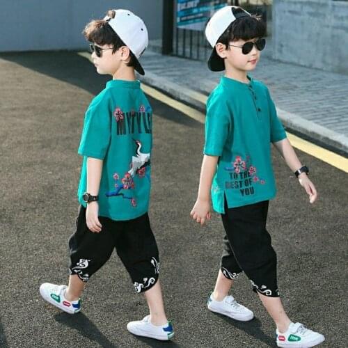 Kids Clothes Boys Clothing Summer Short Sleeve T-shirt And Shorts 2Pcs Kids Baby Boys Clothes Sets 4-13y Casual Boy Outfit