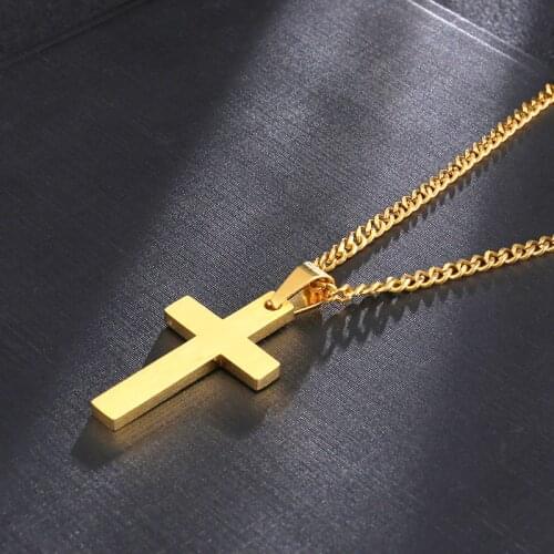 2021 Christian Cross Pendant Mens Necklace New Trendy Metal Religious Amulet Accessories Party Jewelry Three Colors