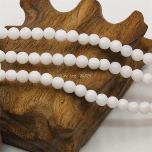 4mm 6mm 10mm 12mm White Chalcedony Stone Loose Beads Round Diy Craft Fashion Women Jewelry Making Design Gifts 15inch Accessory