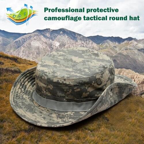 Camouflage Tactical Caps Military Boonie Hat Army Cap Camo Men Outdoor Sports Sun Bucket Cap Fishing Hiking Hunting Hats 60CM