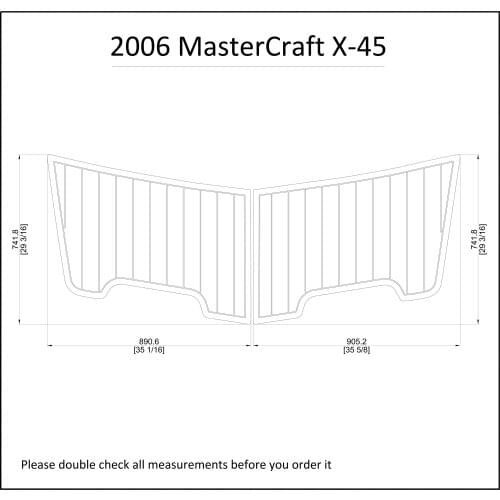 2006 MasterCraft X-45 Boat Swim Platform Pads 1/4" 6mm EVA Teak Decking