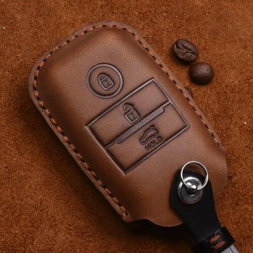 Crazy Horse Leather Car Key Case For Kia K3 Cerato K4 Forte KX3 Optima KX5 Sportage R 3 Button Smart Keychain Remote Fob Shell