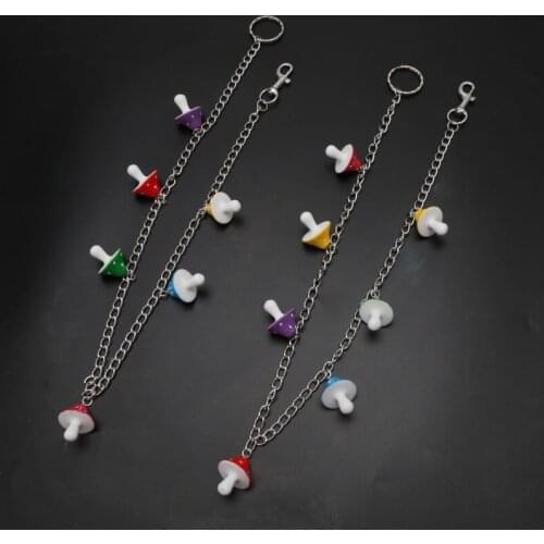 Colorful Mushroom Pendant Keychain Harajuku Mushroom Jeans Pants Chain Jewelry R58E