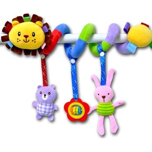 Creative Kid Baby Bed Around Stroller Hanging Plush Toys Around Rattle Bell Removable Car Seat Toy for Infant Baby Boys