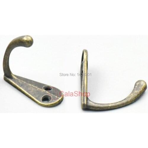 20 Pcs / Lot 35mm x13mm 2 Hole Zinc Alloy Hooks Hangers For Jewelry Chest Box Door Wardrobe Clothes Hat Towel