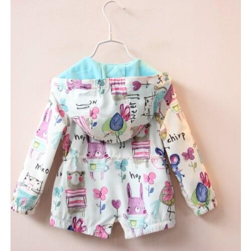 2019 Spring Autumn Cute Baby Girls Coat Flowers Cartoon Print Jacket For Girls Kids Girls Windbreaker Children Clothing