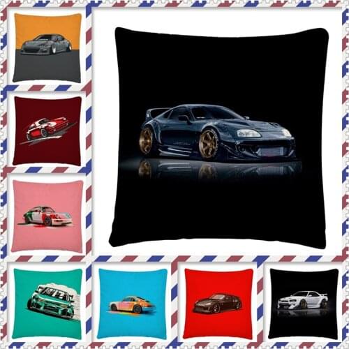 Sports Car Cartoon Pattern linen Cushion Cover Pillow Case for Home Sofa Car Decor Pillowcase 45X45cm