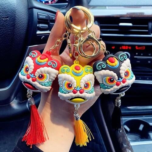 Lovely Chinese Ethnic Keychain Beautiful tassel Dance Lion Key Chain Lion Key Chain Car Pendant