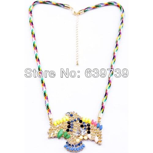 Bulk Price Fashion Lady Yellow Stone Setting Eagle Necklace