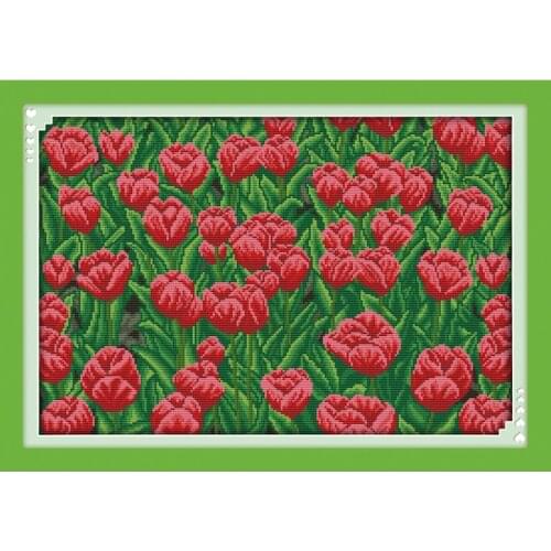 Everlasting Love The Tulip Garden Chinese Cross Stitch Kits Ecological Cotton Stamped DIY 11 New Year Gift Decorations For Home