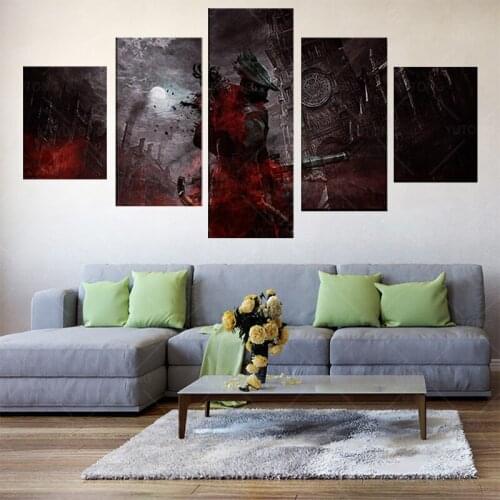 5 Panels Game Bloodborne Role Modern Home Wall Decor Painting Canvas Art HD Print Painting Canvas Wall Picture For Home Decor