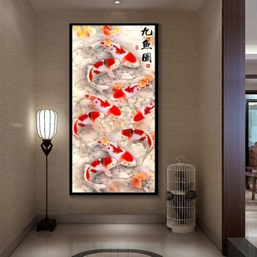 Wall Art Picture High Definition Print Blossom Koi Fish canvas Painting on Canvas Poster For Living Room Modern Decor Unframed