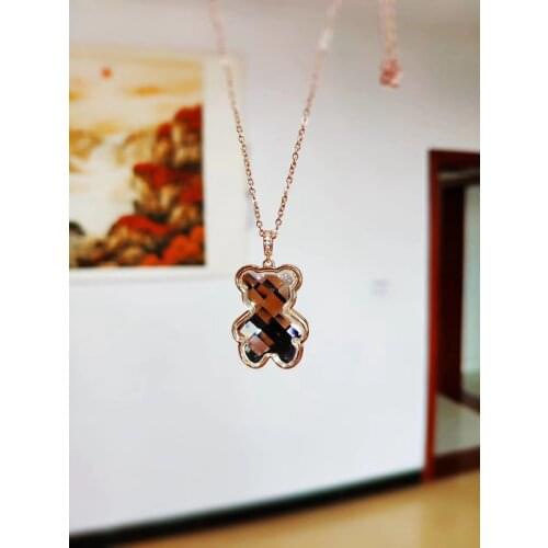 New Cute Austrian Crystal Teddy Bear Necklace Female Clavicle Chain Luxury Jewelry Pendant Couple Girl Lady Christmas Gift