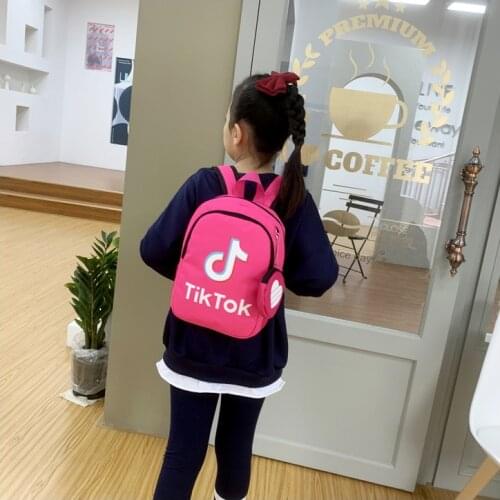 TIK TOK new childrens backpack girl cartoon TIK TOK bag kindergarten small school bag book bag canvas backpack