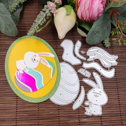 Easter Bunny Eggshell Metal Cutting Dies Stencil Scrapbooking DIY Album Stamp G6DB