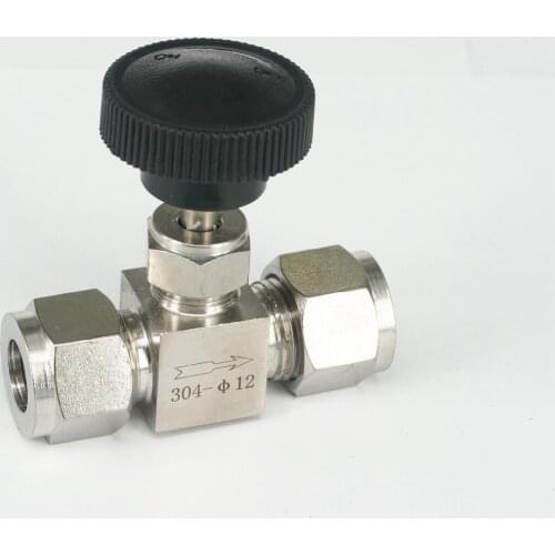 Fit 12mm OD Tube 304 Stainless Steel Shut Off Flow Control Needle Valve Compression Fitting 6.4 Mpa