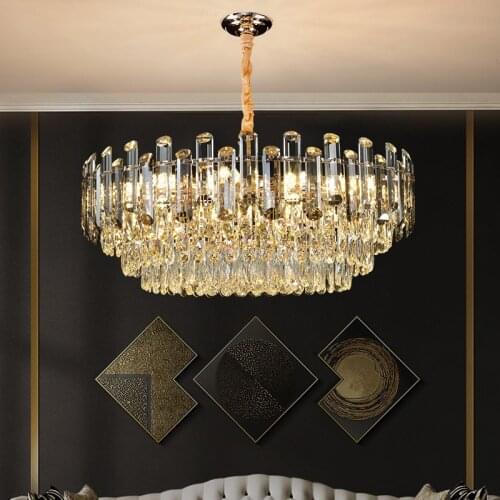 Pendant lights luxury crystal chandelier post modern simple living room lamp villa European bedroom restaurant warm romantic LED