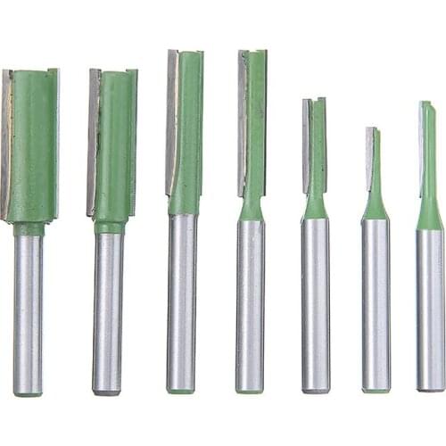 7Pcs Flute Straight Router Bit Woodworking Tools Router Set Router Bits Hard Alloy For Garden Tools Parts