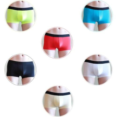 Sexy Mens Underwear Boxer Shorts Smooth Ice Silk Fabric Hot Style Protruding Pouch Underpants Moisture Wicking Fashion Boxers