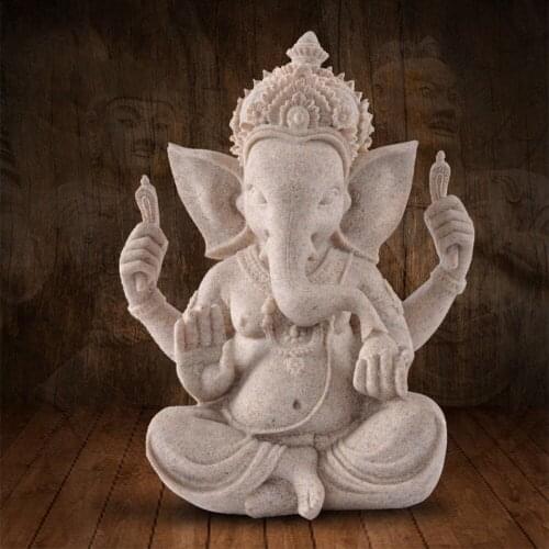 Nature Sandstone Handmade Buddha Statue Elephant Figurines Home Decor Ornaments Crafts