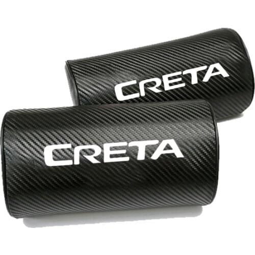 For Hyundai Creta Carbon Fiber Texture PU Leather Car Seat Head Neck Rest Cushion Neck Support Safety Pillow