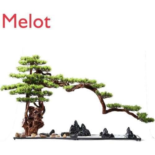 Chinese Style Artificial Greeting Pine Decoration Large Bonsai Living Room and Hotel Weathered Wood Decoration