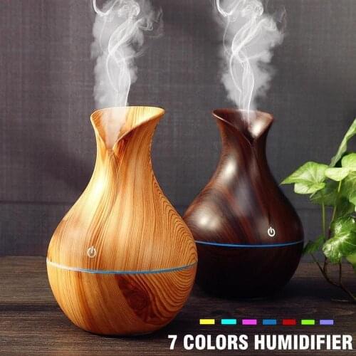 Aroma Air Humidifier Wood Grain With LED Lights Essential Aromatherapy Co Rechargeable Purifier Maker Oil Mist USB Diffuser