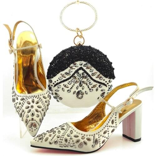 High Quality PU Leather Shoes And Bag Sets Italian Style Fashion Ladies Shoes And HandBag Set For Christmas Party Free Shipping