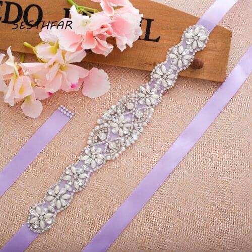 Pearl Bridal Belt Crystal Bridal Sash Silver Rhinestone Flower Wedding Belt Sash For Bridal Dress GownJ130