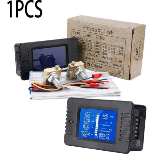 LCD Display DC Battery Monitor Meter 0-200V Voltmeter Ammeter Fit Cars RV Solar Durable DC Battery Monitor