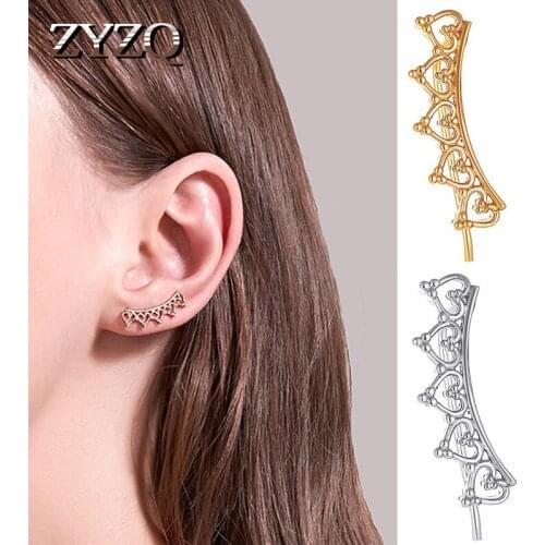 ZYZQ New Single Heart-Shaped Hollow Earrings Simple Love Ear Bone Clip Female Fashion Creative Earrings