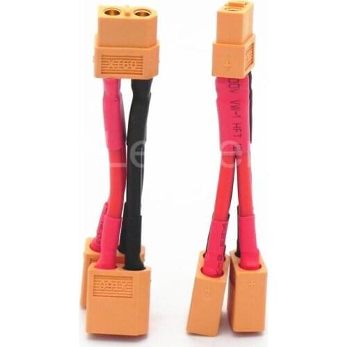 100 Pcs/Lot XT60 Parallel Battery Connectors Adaptor Cable Extension Y Splitter 12 Awg Silicone Wire 10cm ZD0190