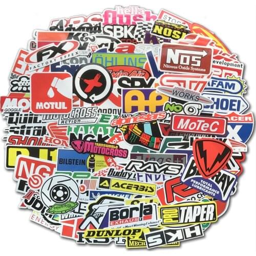 100 PCS Racing Car Stickers Graffiti JDM Car Modification Waterproof Sticker for Motorcycle Bicycle Helmet Motor Suitcase Laptop