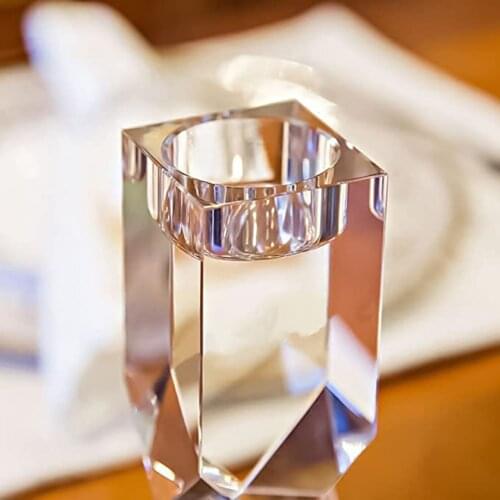 3Pcs Elegant Crystal Candle Holders Heavy Solid Square Tealight Stand Base