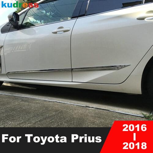 For Toyota Prius 2016 2017 ABS Chrome Car Side Door Trim Strip Molding Stream Panel Bumper Hoods Protector Styling Accessories