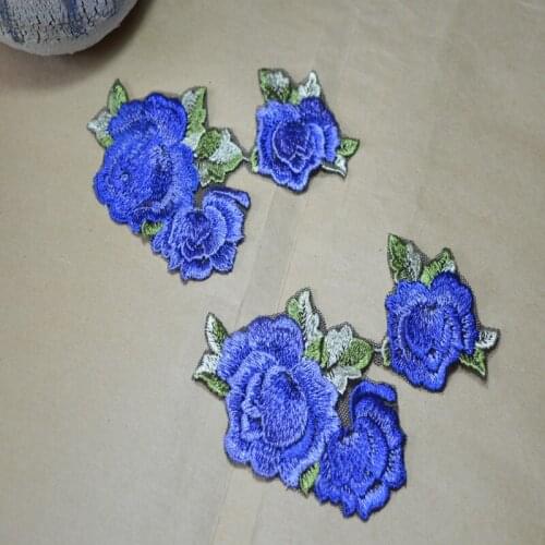 Free shipping(4pcs/lot)high quality blue silk floral Venice sewing dress lace applique embroidery lace pattern17021115
