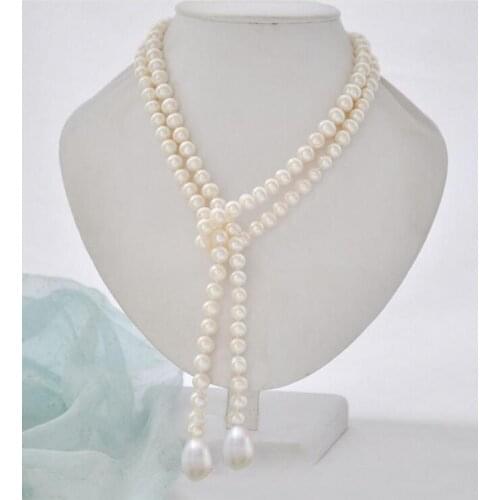 AAA 8-9 mm natural white pearl shell Pendant/necklace 48 inch