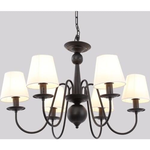 American LED wrought iron chandelier living room bedroom lamp rural country dining room study indoor chandelier