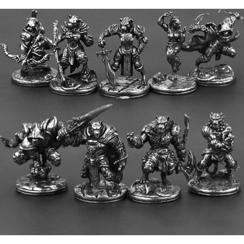 White Copper Tigers Warriors Miniatures Figurines Animals Soliders Models Desktop Ornaments Decorations Games Toys Accessories