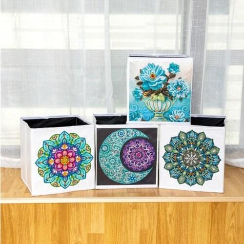 Free Shipping 5D Diamond Painting Storage Box Doll Organizer Partial Drill Special-shaped Cuboid 1PC Floral Sun Moon Patterns