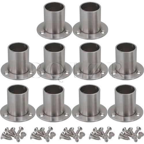 BQLZR 10Pieces Brushed Finish Closet & Shower Rod Flange Holder for 25mm Pipe