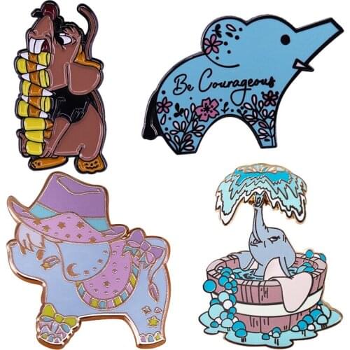 Cute Elephant Animal Bathtime Spraying Water Enamel Brooch Pins Badge Lapel Pin Brooches Collar Jeans Jacket Fashion Jewelry