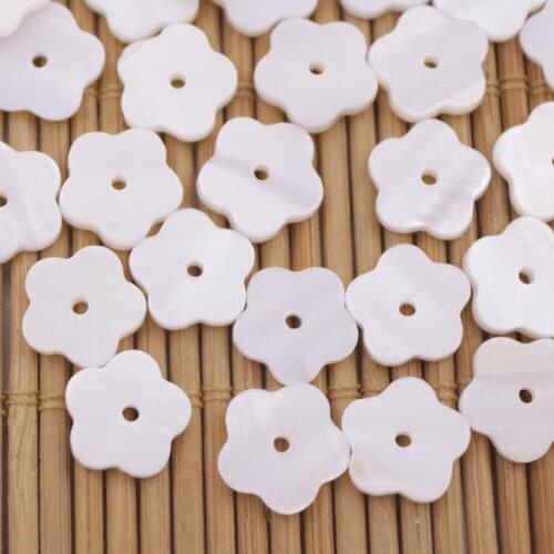 50 PCS 10mm Flower Shape Shell White Mother of Pearl Loose Beads Jewelry Making