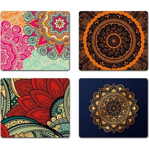 Color mandala Gaming Player desk laptop Rubber Mouse Mat Non slip Cushion Square Thickness 2mm