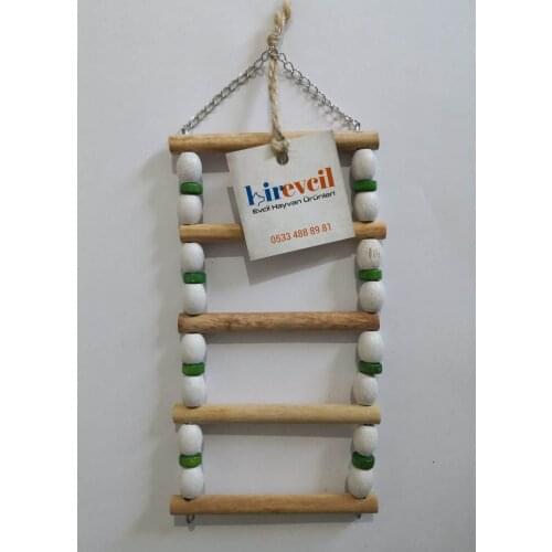 Birevcil Beaded 5 Digits Wooden Handmade Ladder 10x26 cm Bird Toy