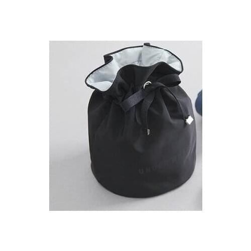 Barrel Shaped Travel Cosmetic Bag Nylon High Capacity Drawstring Elegant Drum Wash Bags Makeup Organizer Storage Bag